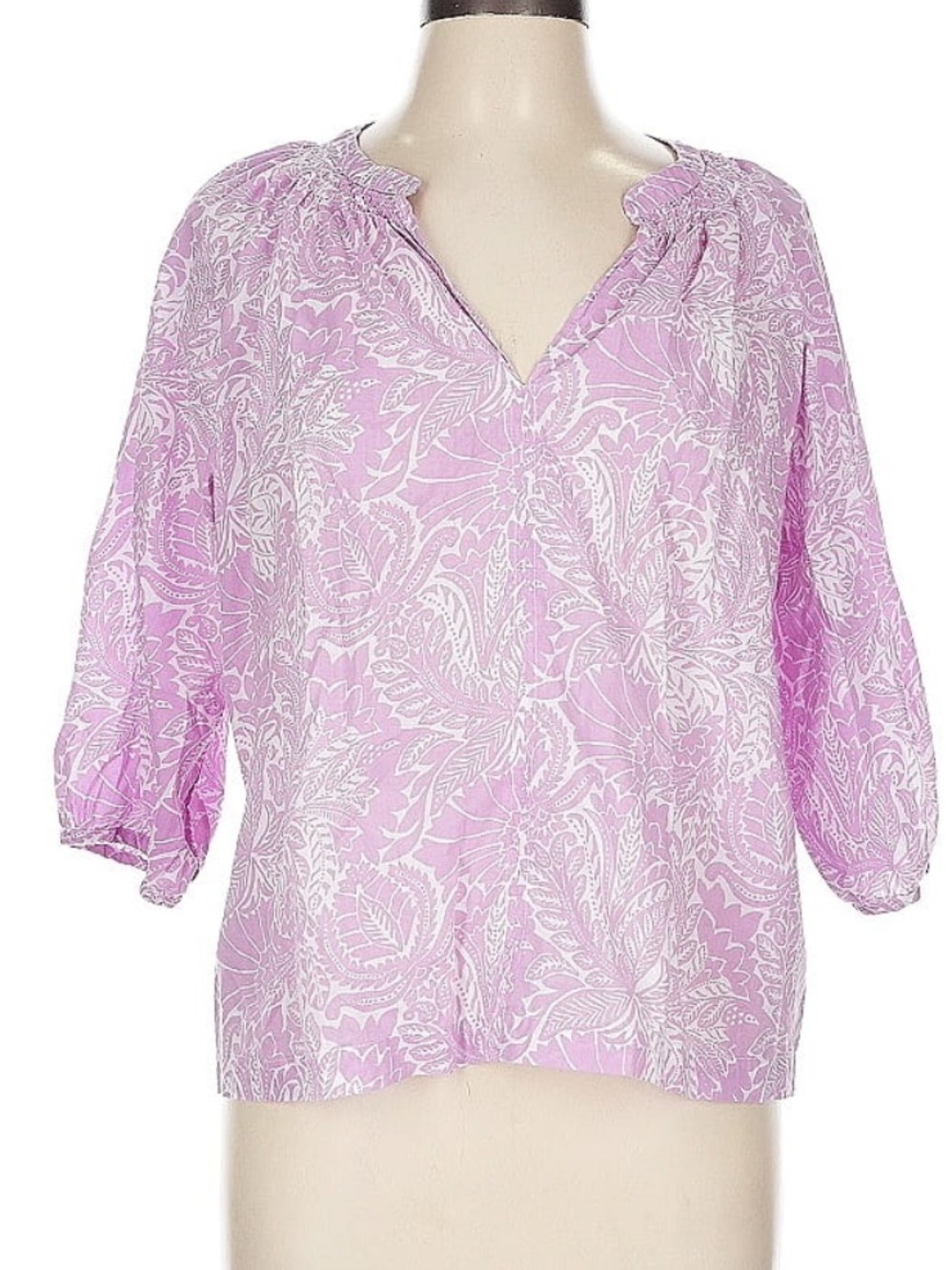 Lilla P Lavender & White Paisley 3/4 Sleeve Blouse